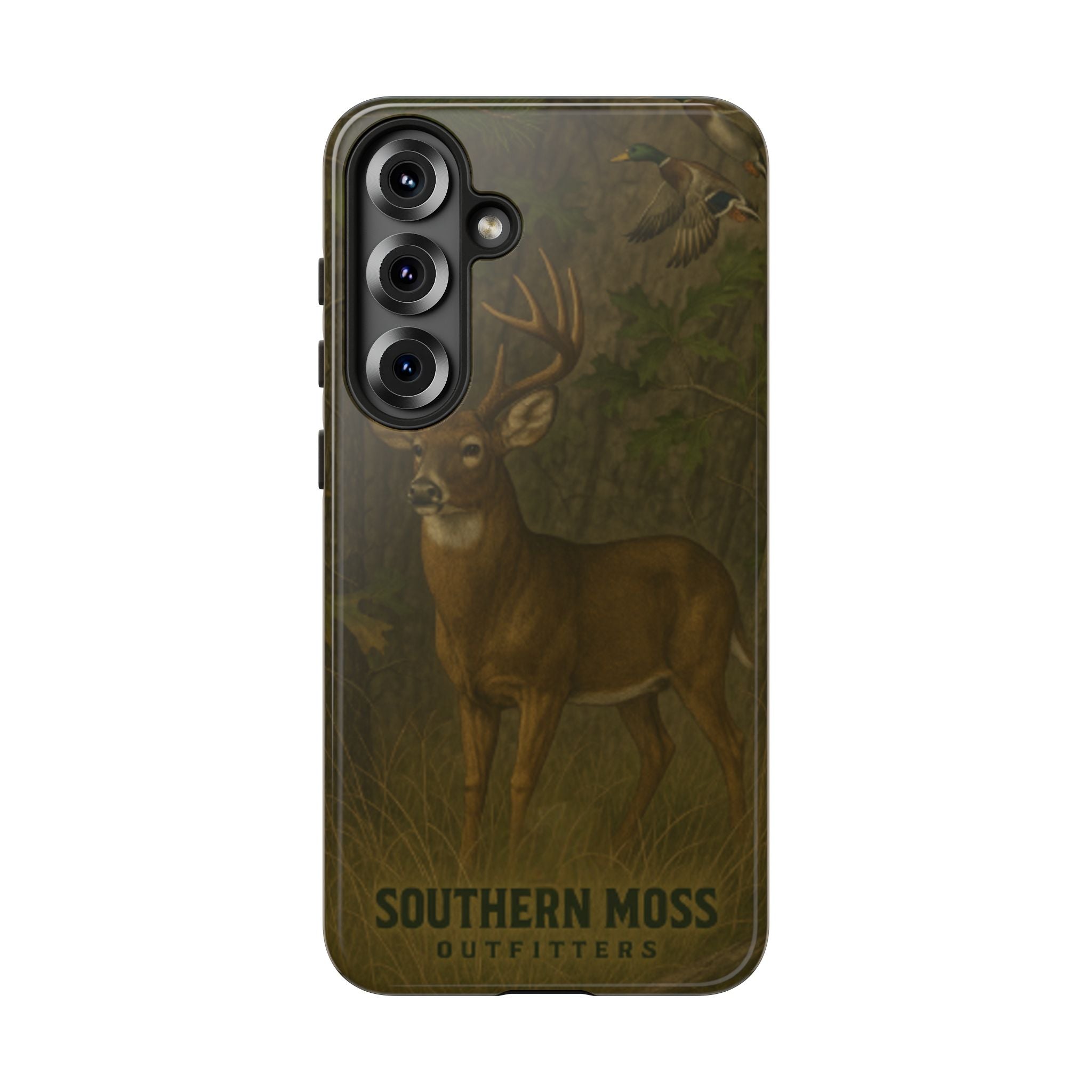 Hunting Phone Case – Deer & Ducks Design | Southern Moss Outfitters | Rugged Camo Outdoor iPhone Case