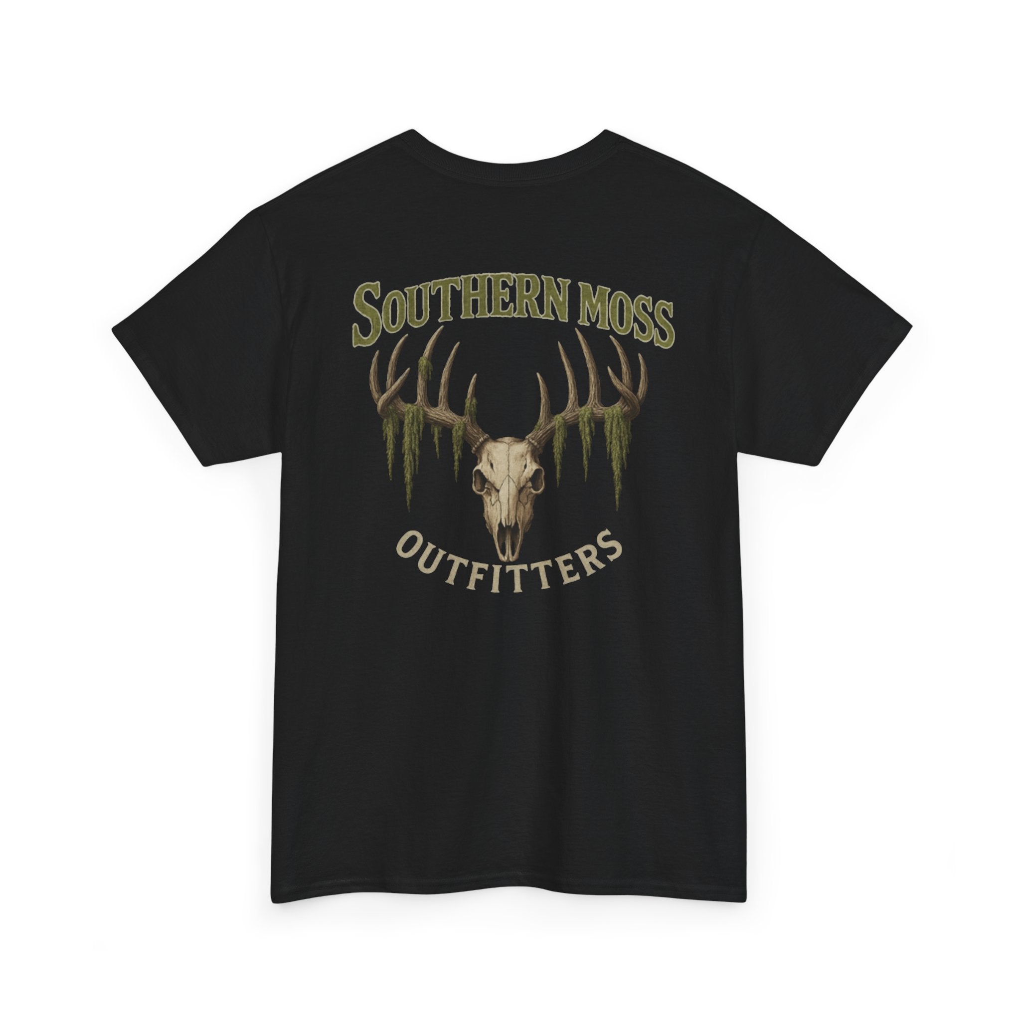 Southern Moss Outfitters Vintage Deer Skull Logo T-Shirt – Rugged Outdoor Lifestyle Tee, Casual Wear, Hunting Shirt, Outdoor Adventure, Gift for Nature Lovers