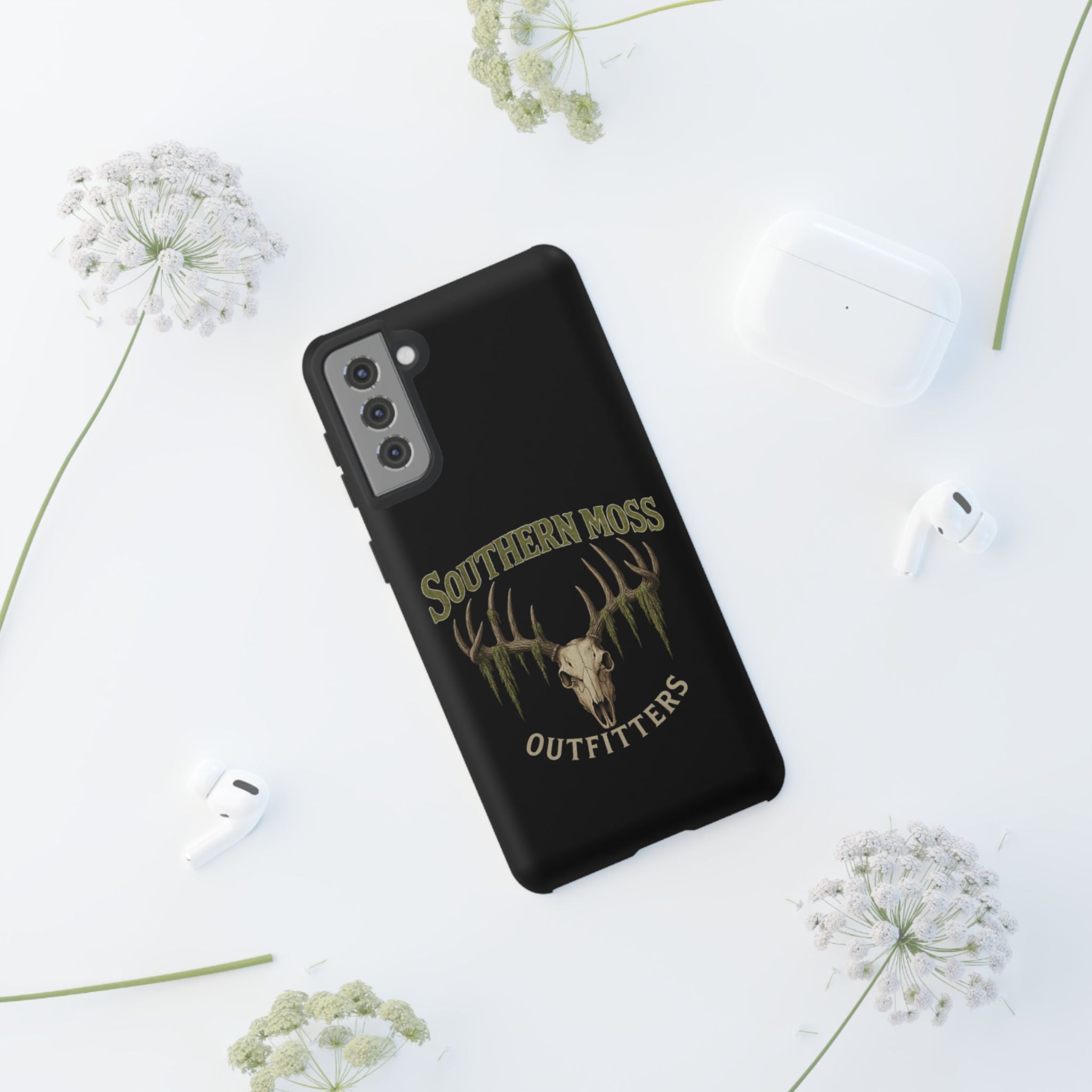 Southern Moss Outfitters Skull Phone Case – Rugged Deer Antler Design, Outdoor Gear, Hunting Accessories, Rustic Style, Gift for Adventurers