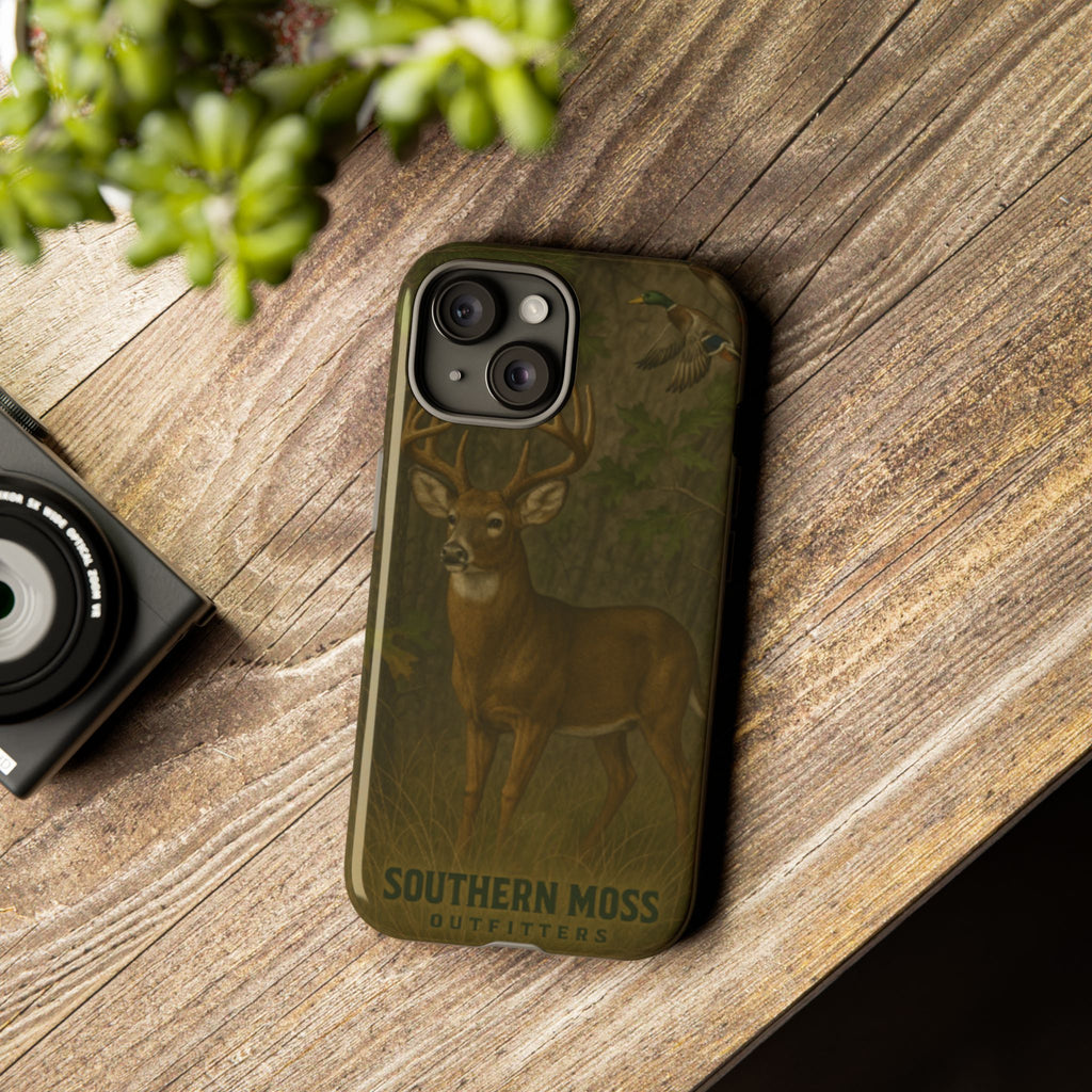 Hunting Phone Case – Deer & Ducks Design | Southern Moss Outfitters | Rugged Camo Outdoor iPhone Case