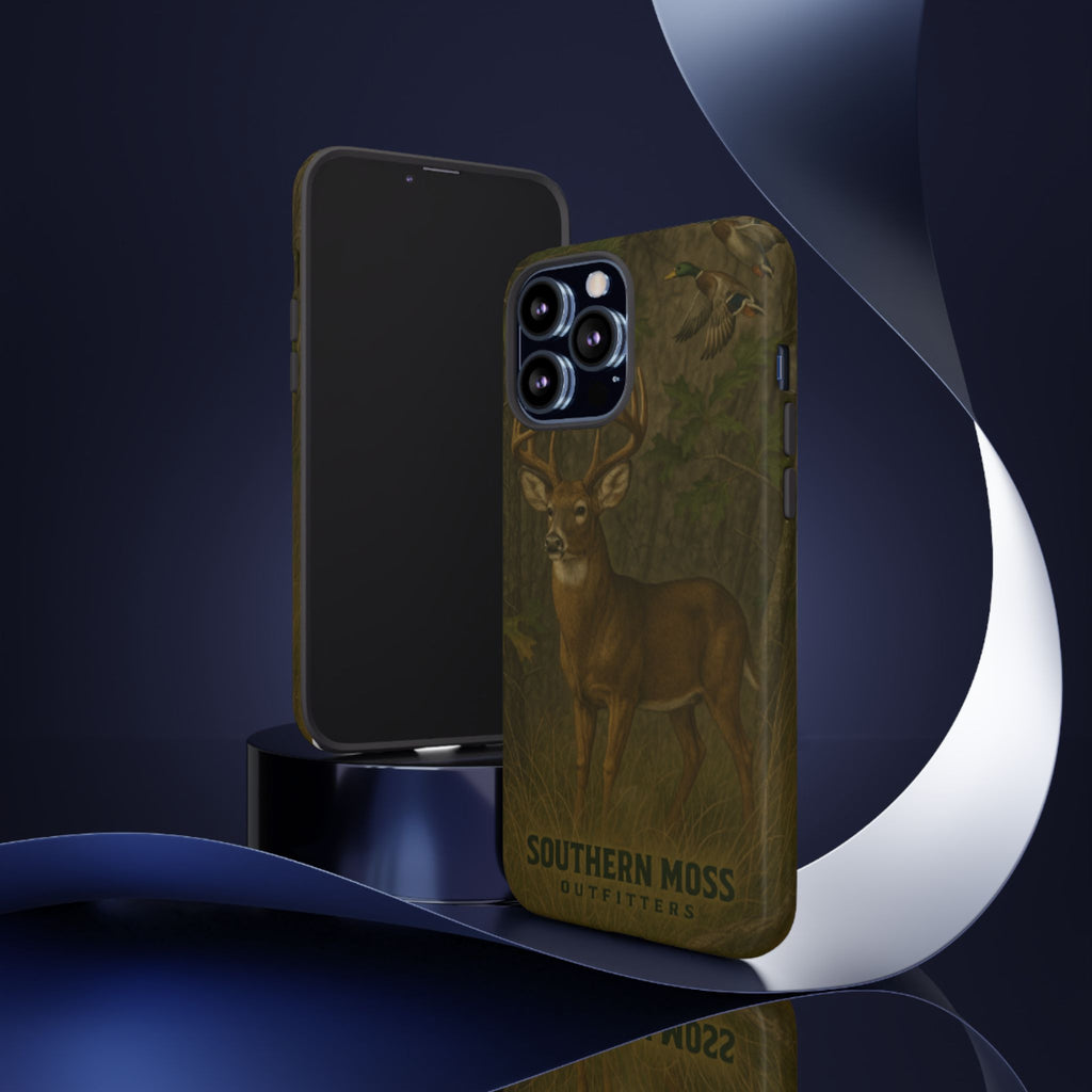 Hunting Phone Case – Deer & Ducks Design | Southern Moss Outfitters | Rugged Camo Outdoor iPhone Case