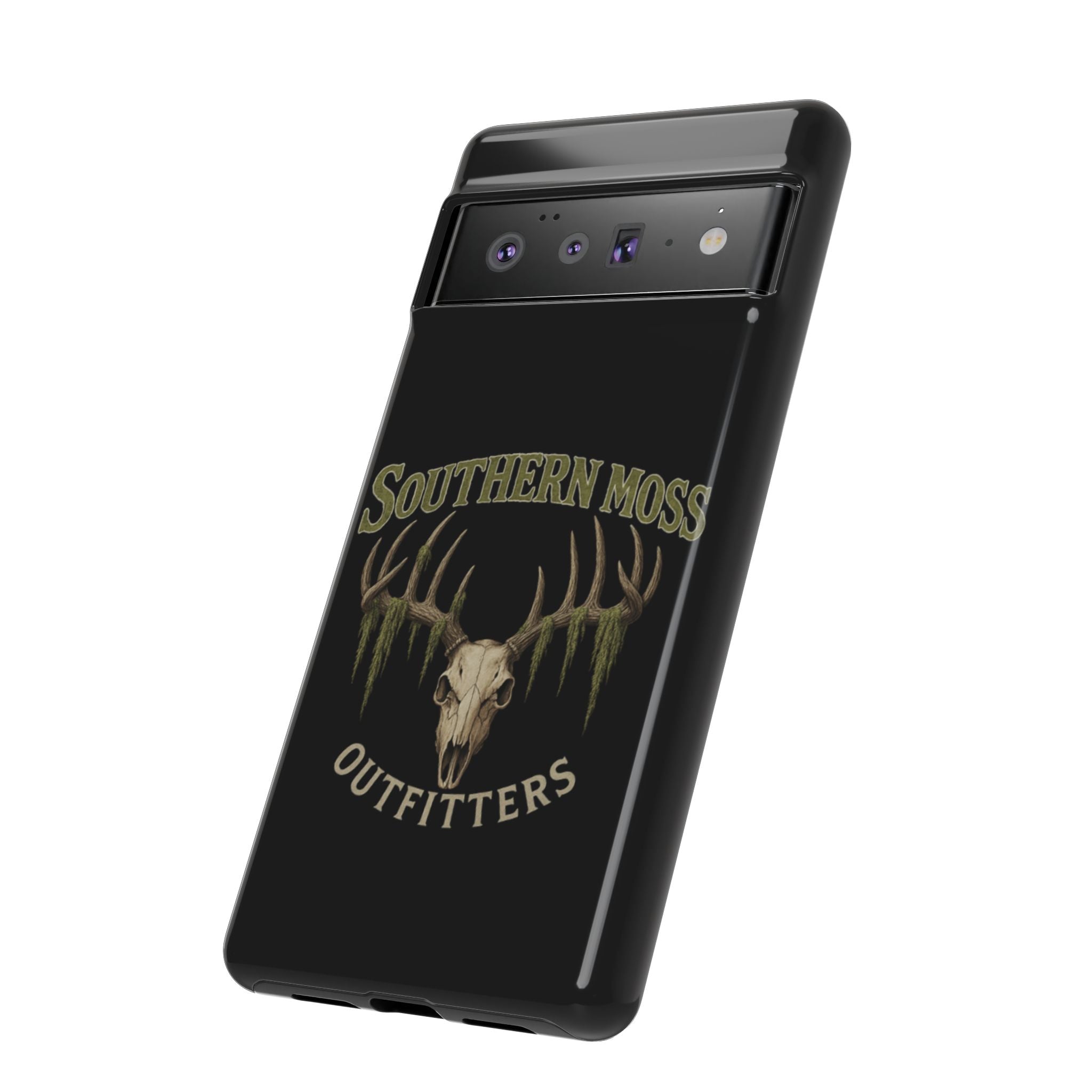 Southern Moss Outfitters Skull Phone Case – Rugged Deer Antler Design, Outdoor Gear, Hunting Accessories, Rustic Style, Gift for Adventurers