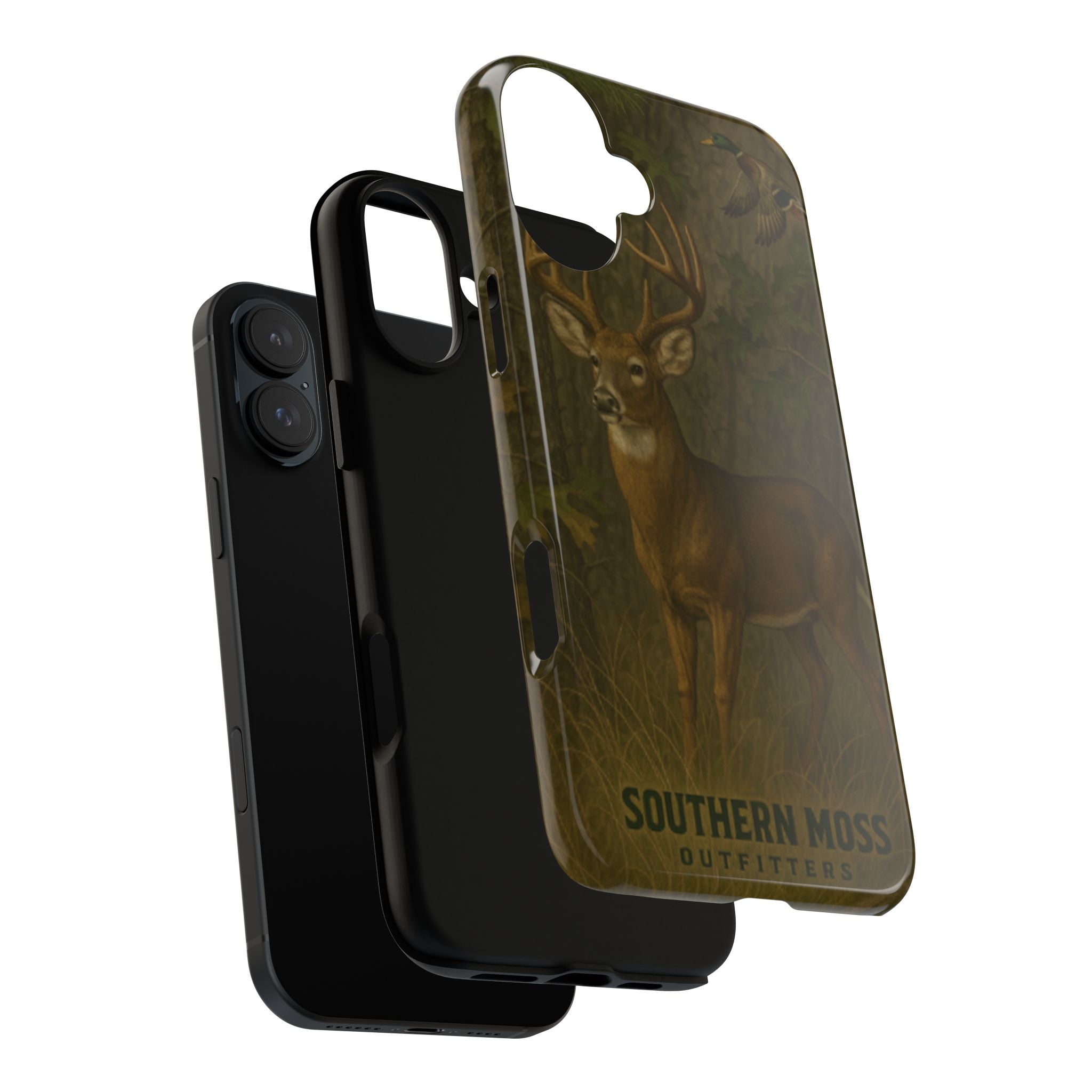 Hunting Phone Case – Deer & Ducks Design | Southern Moss Outfitters | Rugged Camo Outdoor iPhone Case