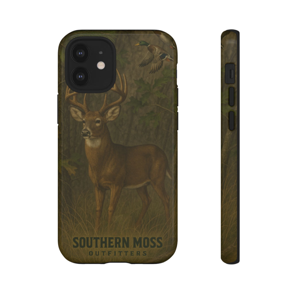 Hunting Phone Case – Deer & Ducks Design | Southern Moss Outfitters | Rugged Camo Outdoor iPhone Case