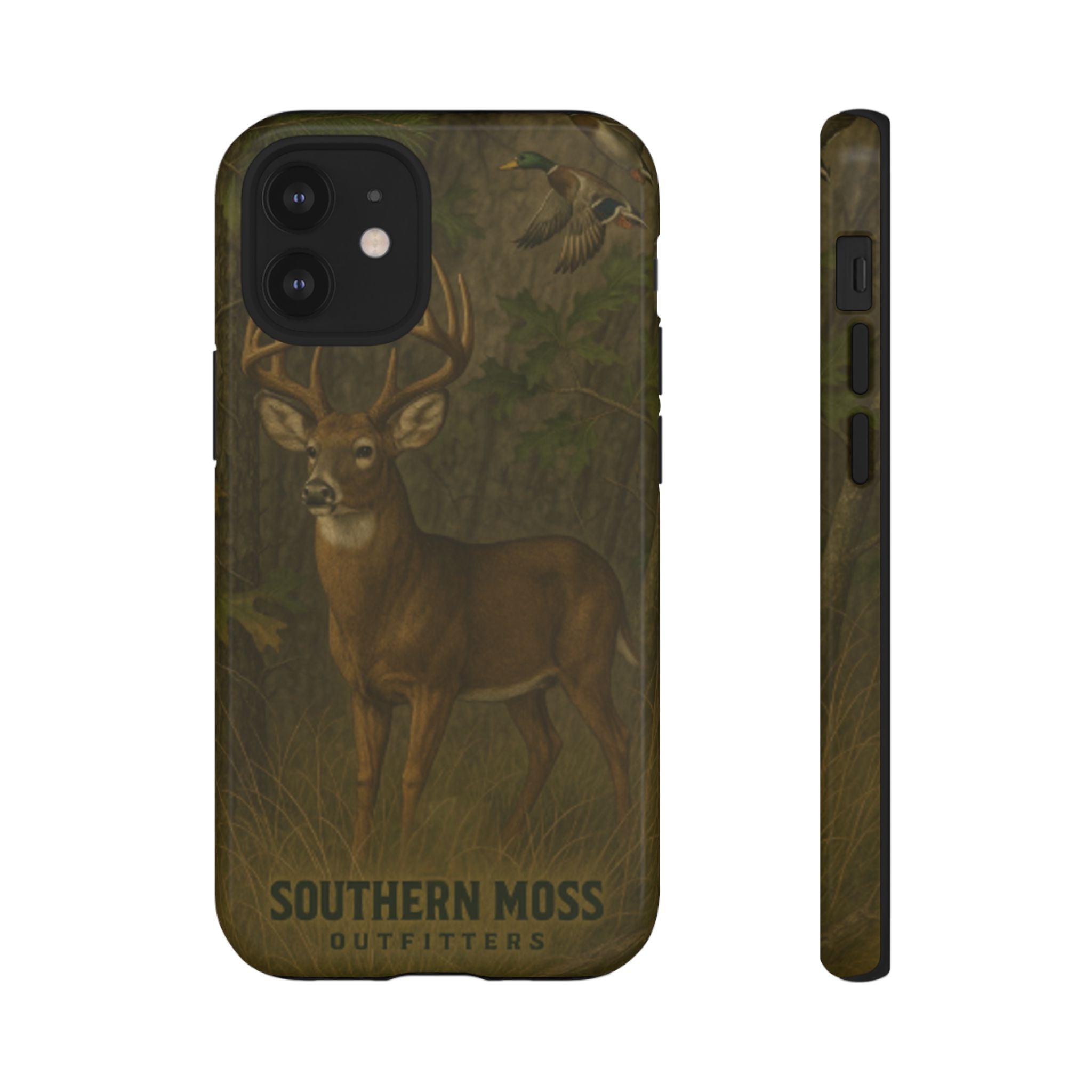 Hunting Phone Case – Deer & Ducks Design | Southern Moss Outfitters | Rugged Camo Outdoor iPhone Case