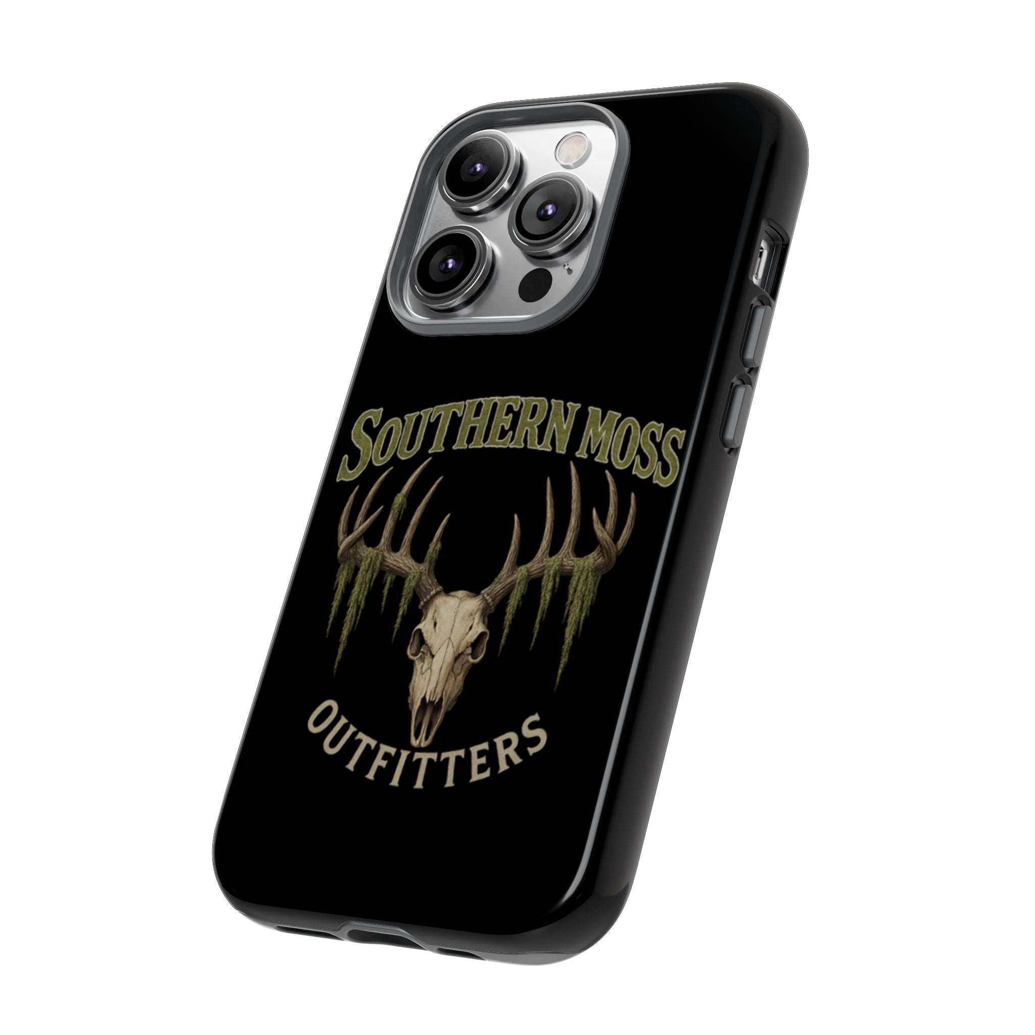 Southern Moss Outfitters Skull Phone Case – Rugged Deer Antler Design, Outdoor Gear, Hunting Accessories, Rustic Style, Gift for Adventurers