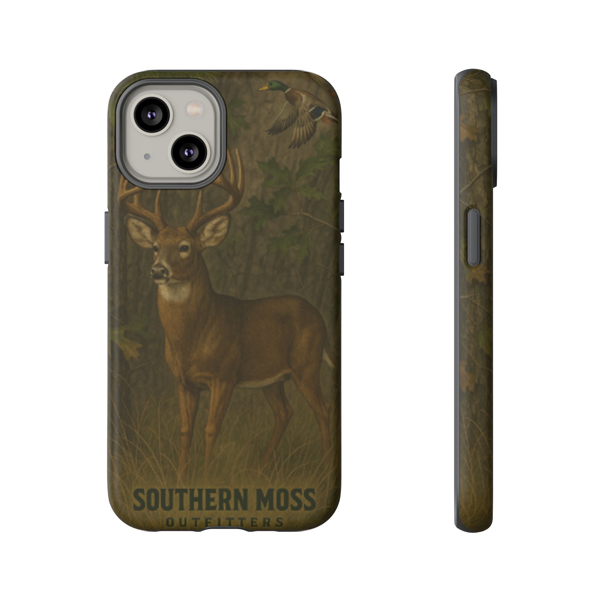 Hunting Phone Case – Deer & Ducks Design | Southern Moss Outfitters | Rugged Camo Outdoor iPhone Case