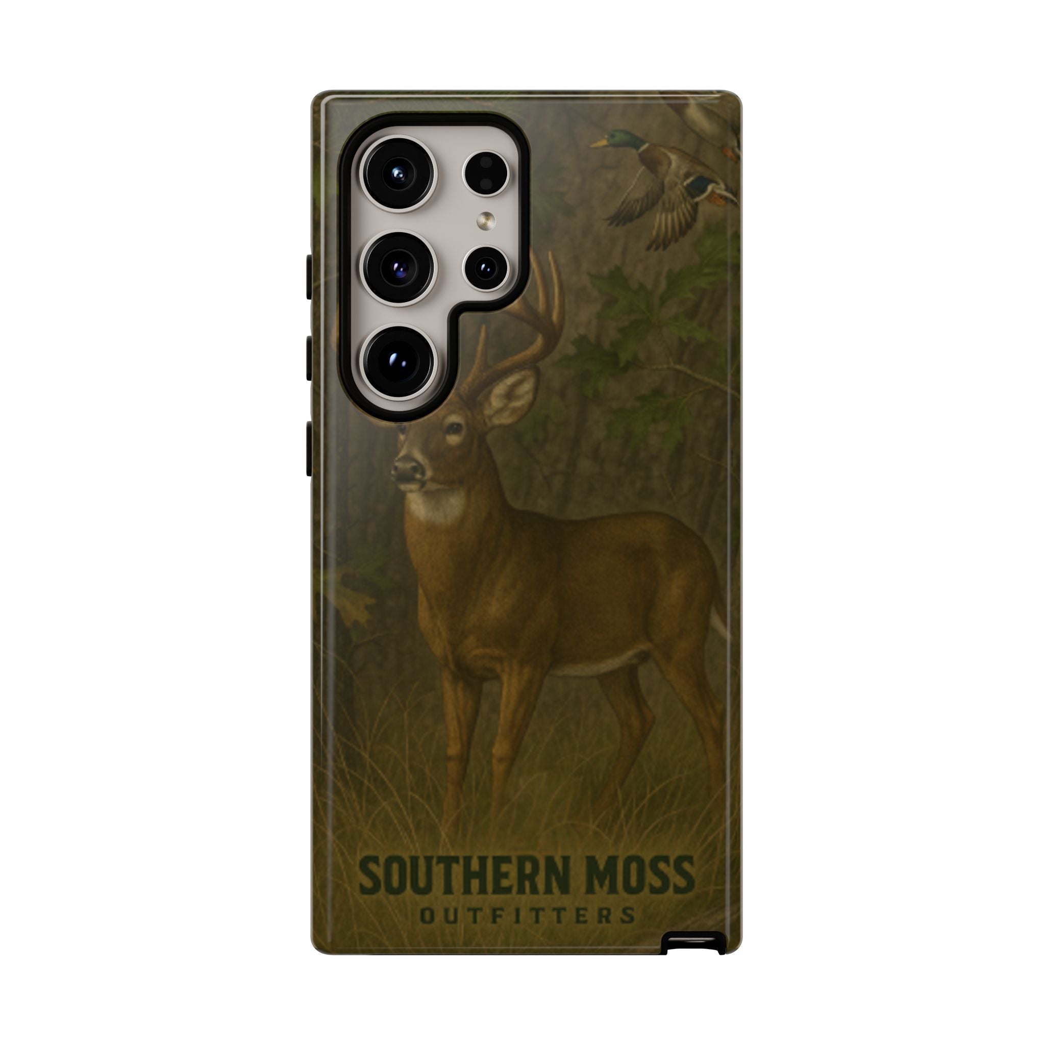Hunting Phone Case – Deer & Ducks Design | Southern Moss Outfitters | Rugged Camo Outdoor iPhone Case