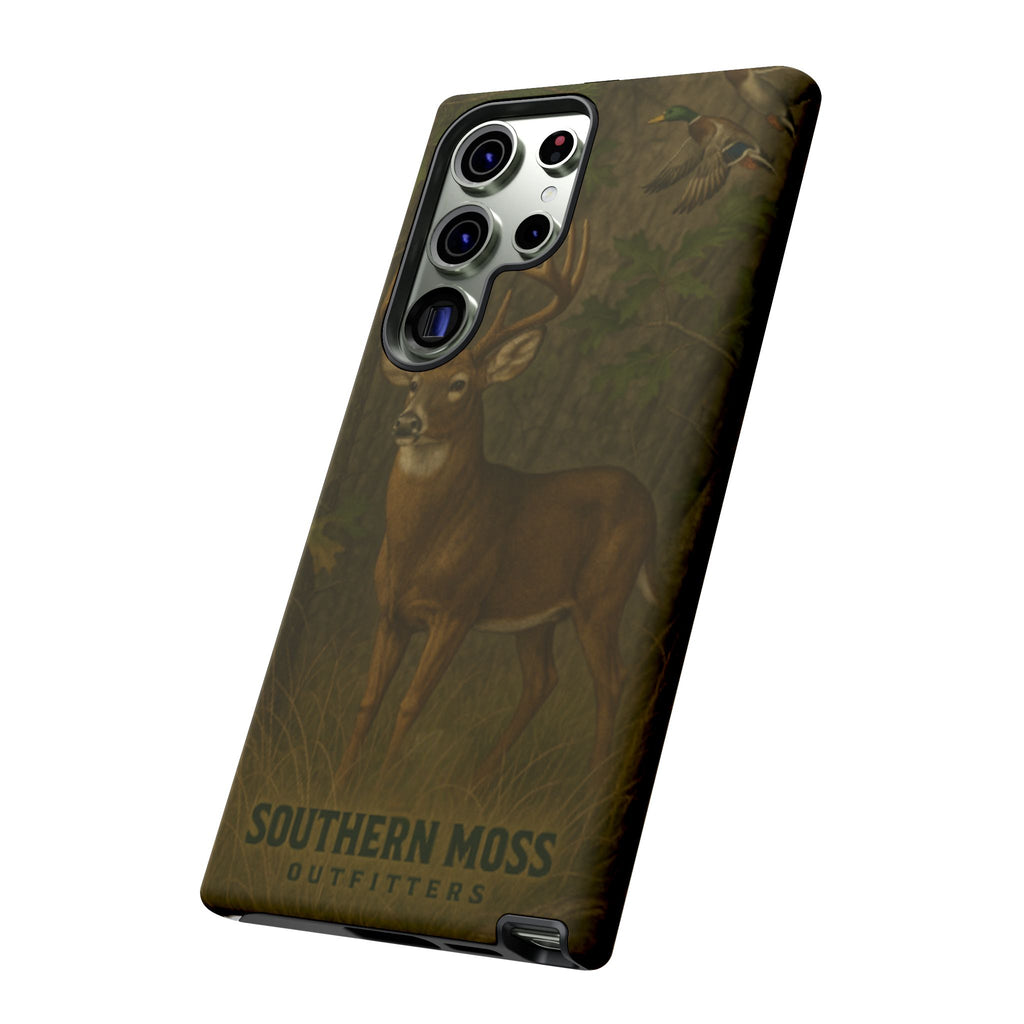 Hunting Phone Case – Deer & Ducks Design | Southern Moss Outfitters | Rugged Camo Outdoor iPhone Case