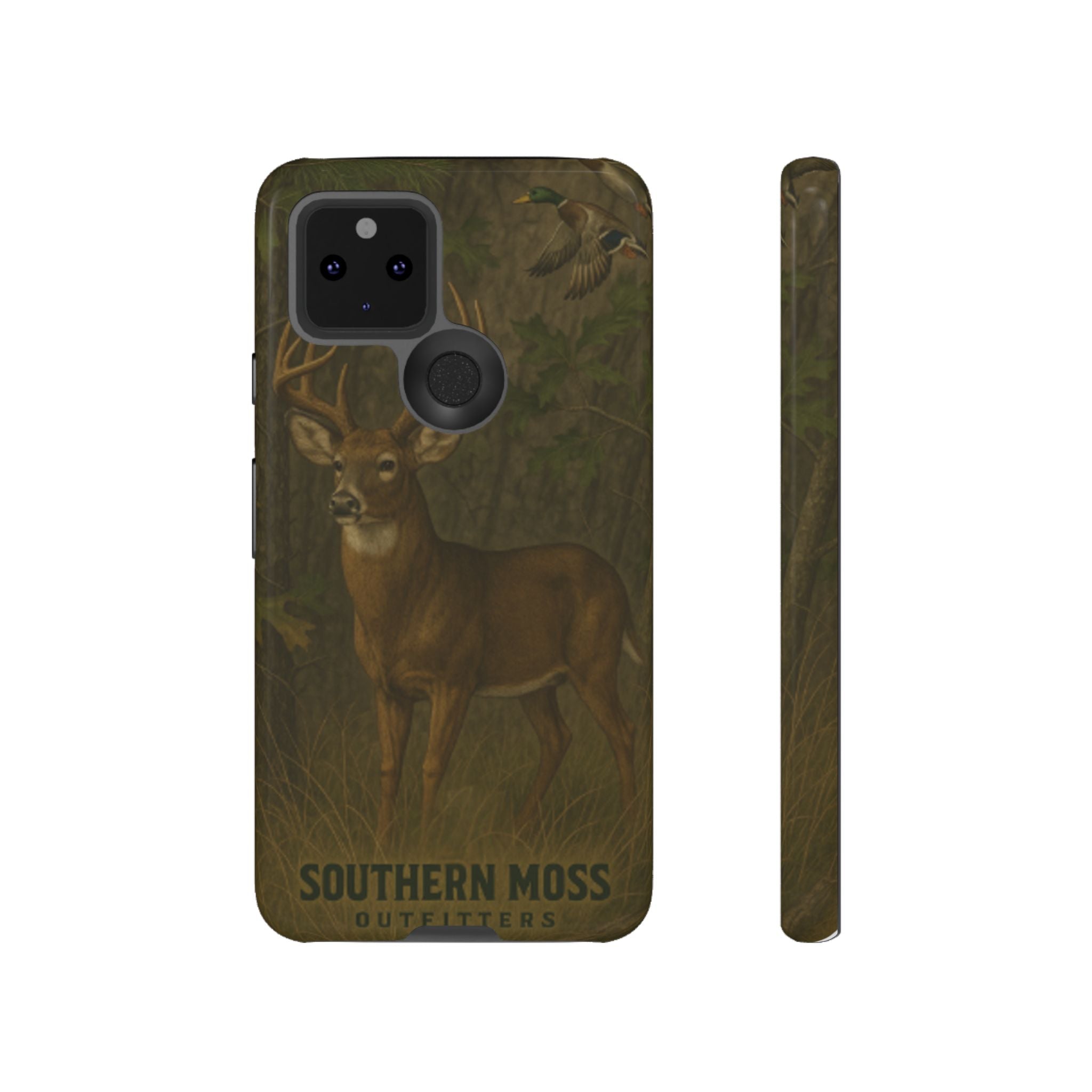 Hunting Phone Case – Deer & Ducks Design | Southern Moss Outfitters | Rugged Camo Outdoor iPhone Case