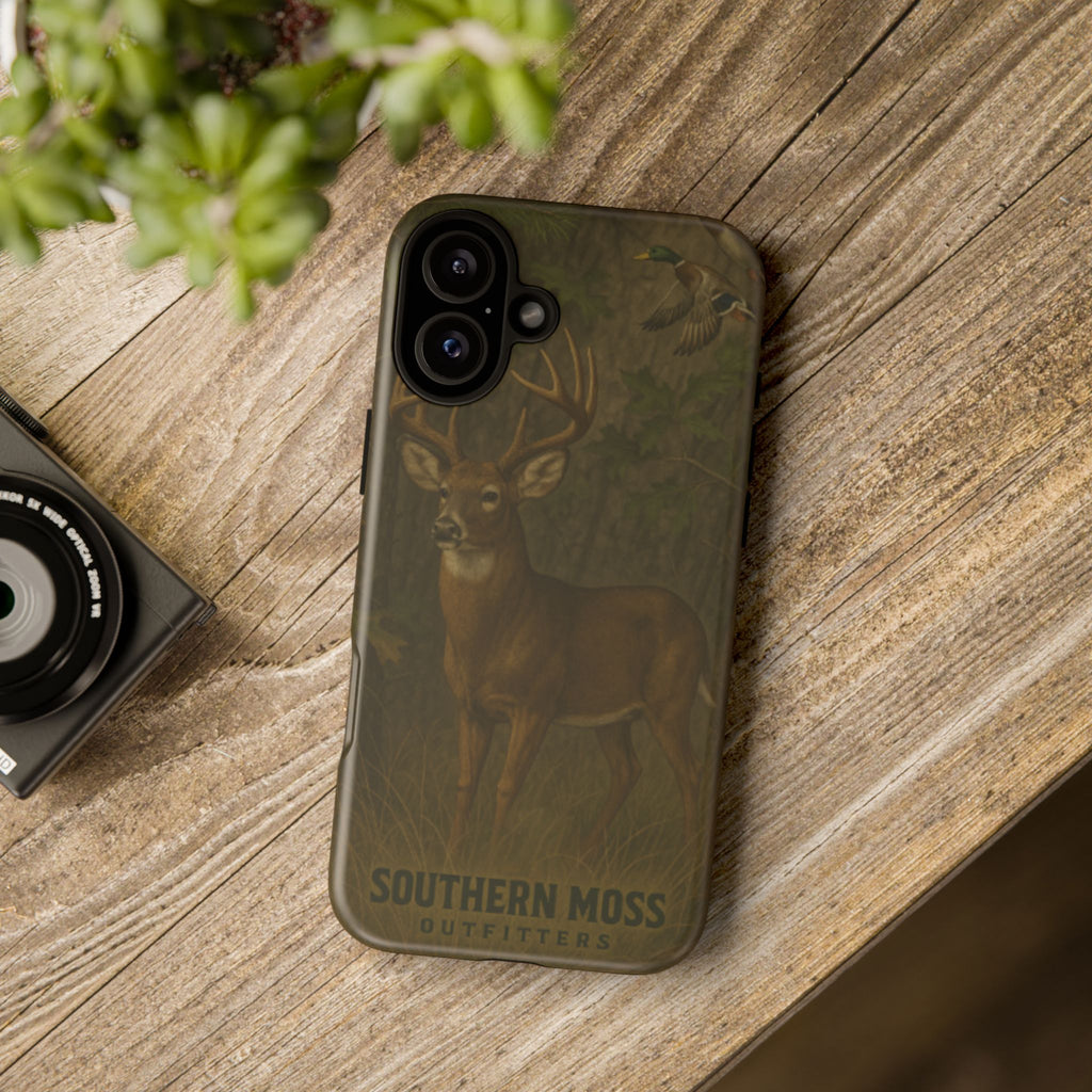 Hunting Phone Case – Deer & Ducks Design | Southern Moss Outfitters | Rugged Camo Outdoor iPhone Case