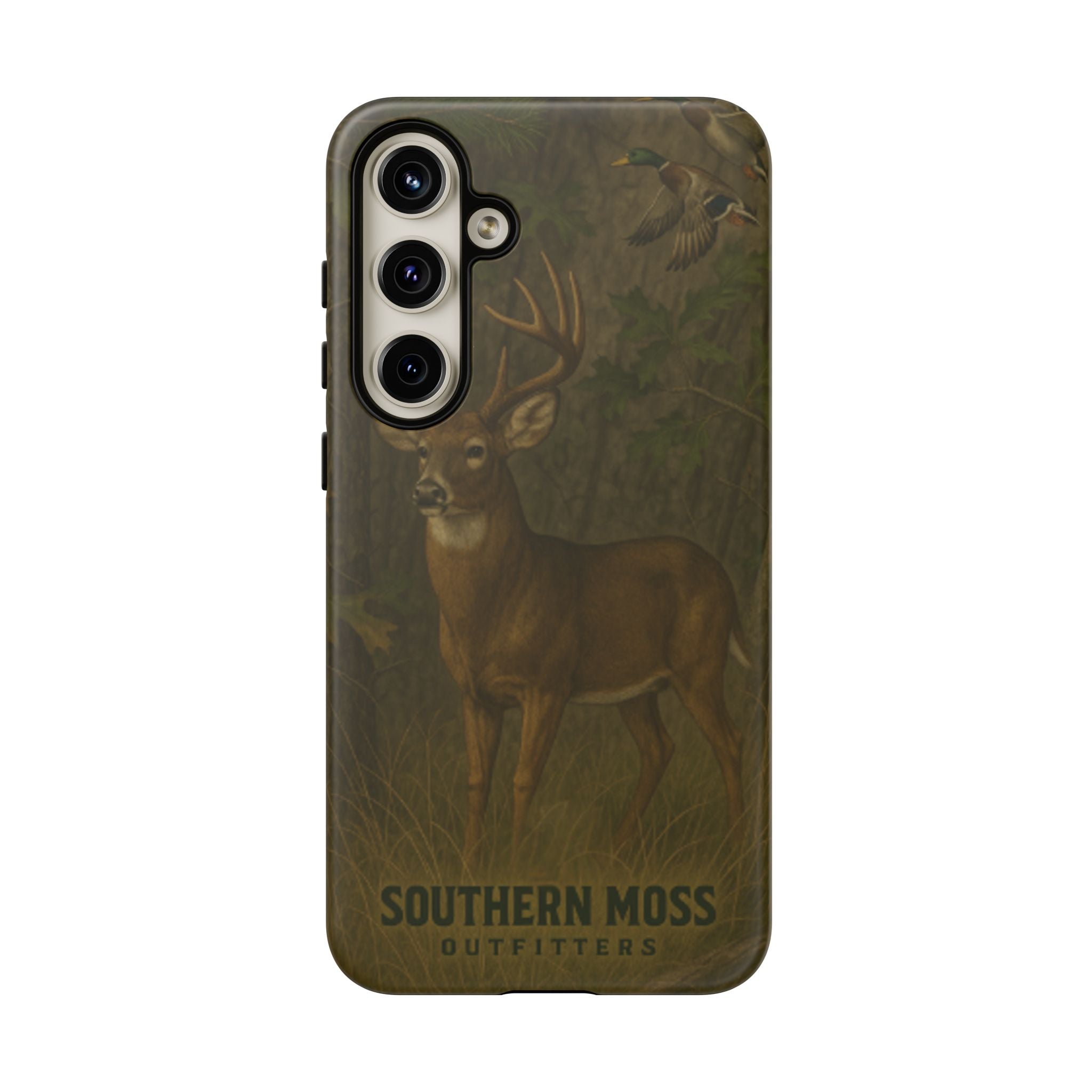 Hunting Phone Case – Deer & Ducks Design | Southern Moss Outfitters | Rugged Camo Outdoor iPhone Case
