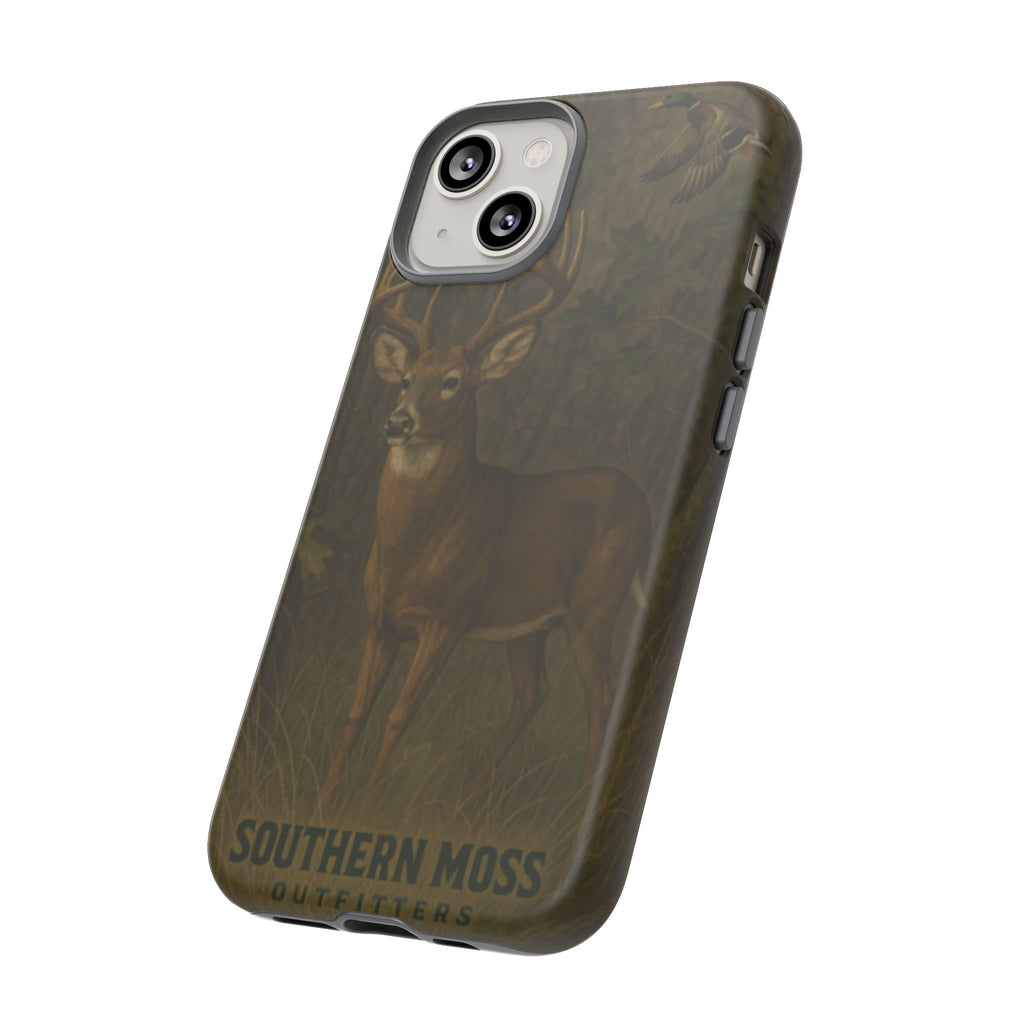 Hunting Phone Case – Deer & Ducks Design | Southern Moss Outfitters | Rugged Camo Outdoor iPhone Case